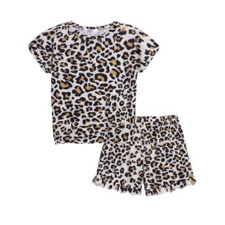 Oudiya Girls Two Piece Tie Dye Pajama Set Tan Size 6 7Y