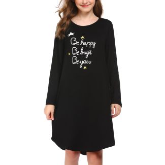 Oudiya Girls Long Sleeve Printed Nightgown