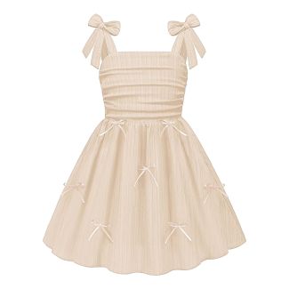 Oudiya Girls Ruched Spaghetti Strap A Line Sundress with Pockets Wheat Size 4T 5T