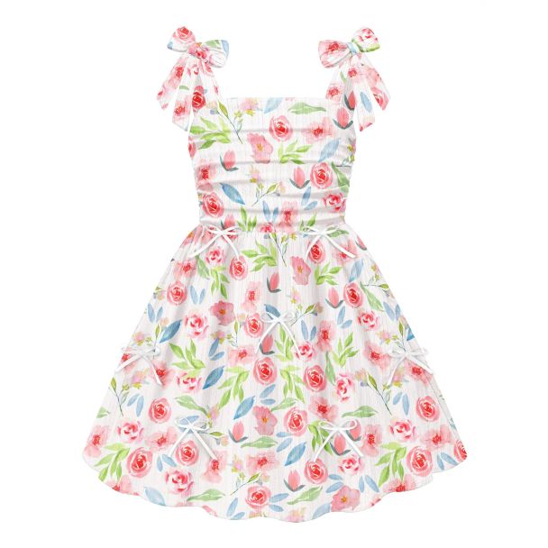 Oudiya Girls Ruched Spaghetti Strap A Line Sundress with Pockets